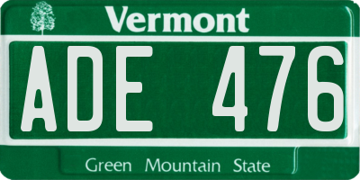VT license plate ADE476