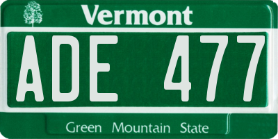VT license plate ADE477