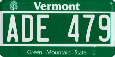 VT license plate ADE479