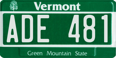 VT license plate ADE481