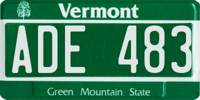 VT license plate ADE483