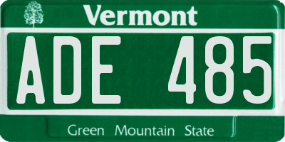 VT license plate ADE485