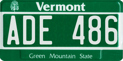 VT license plate ADE486
