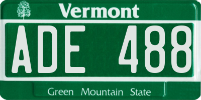 VT license plate ADE488