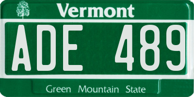 VT license plate ADE489