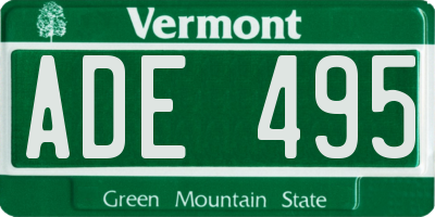 VT license plate ADE495