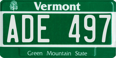 VT license plate ADE497
