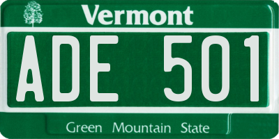 VT license plate ADE501