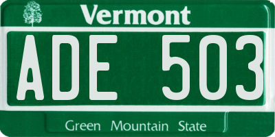 VT license plate ADE503