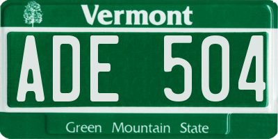 VT license plate ADE504