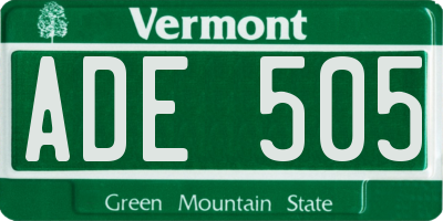 VT license plate ADE505
