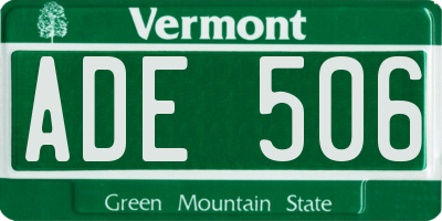 VT license plate ADE506