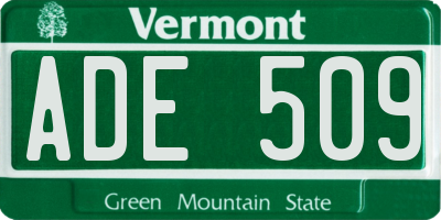 VT license plate ADE509