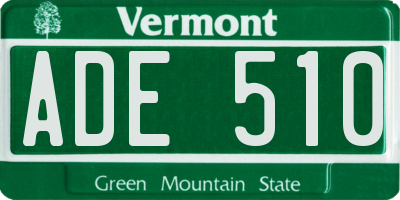 VT license plate ADE510