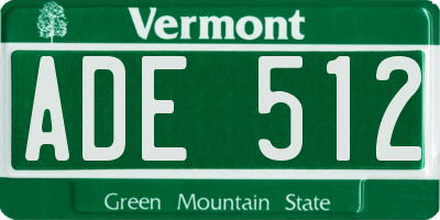 VT license plate ADE512