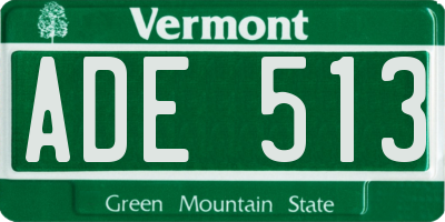 VT license plate ADE513