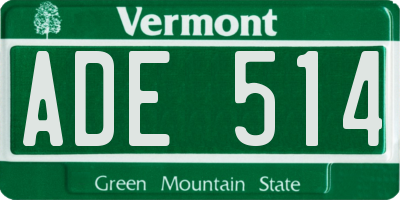 VT license plate ADE514