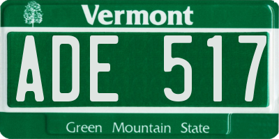 VT license plate ADE517