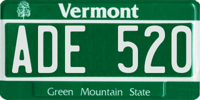 VT license plate ADE520