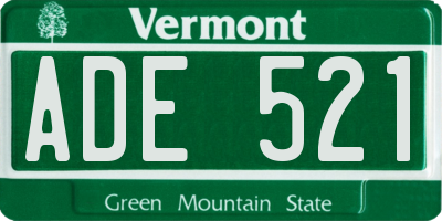VT license plate ADE521