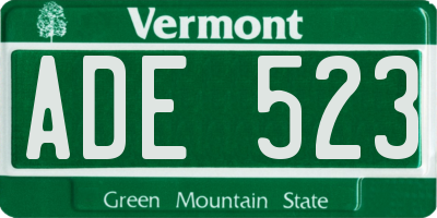 VT license plate ADE523