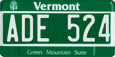 VT license plate ADE524