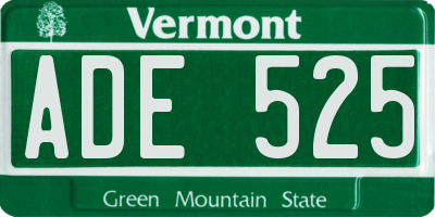 VT license plate ADE525