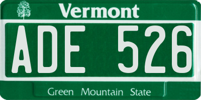 VT license plate ADE526