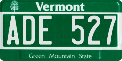 VT license plate ADE527