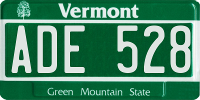 VT license plate ADE528
