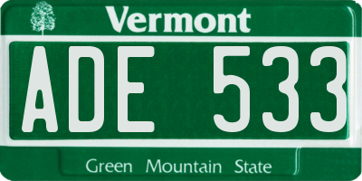 VT license plate ADE533