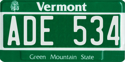 VT license plate ADE534