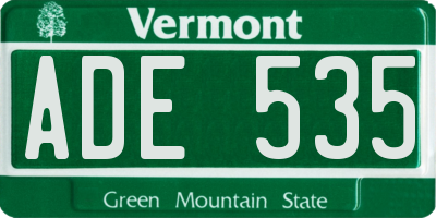 VT license plate ADE535