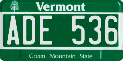 VT license plate ADE536