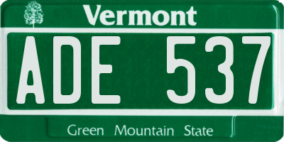 VT license plate ADE537