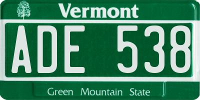 VT license plate ADE538
