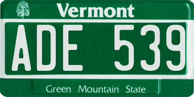VT license plate ADE539