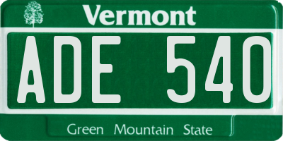 VT license plate ADE540