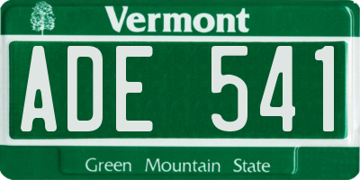 VT license plate ADE541