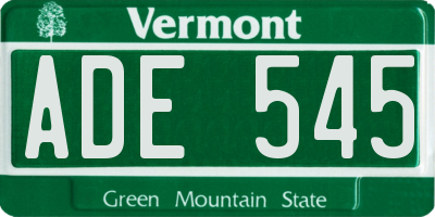 VT license plate ADE545