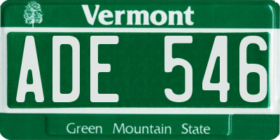 VT license plate ADE546