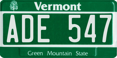 VT license plate ADE547