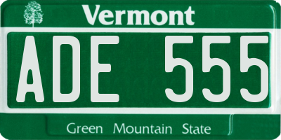 VT license plate ADE555