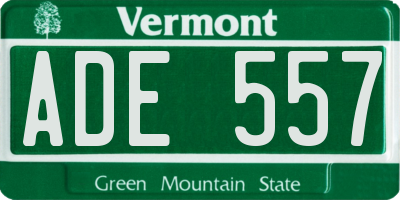 VT license plate ADE557