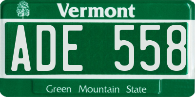 VT license plate ADE558