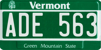 VT license plate ADE563