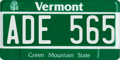 VT license plate ADE565