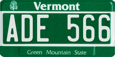 VT license plate ADE566