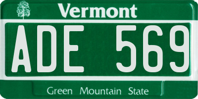 VT license plate ADE569