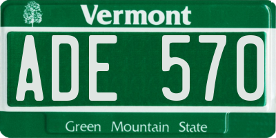 VT license plate ADE570